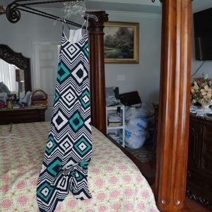 Geometric Print Turquoise, Black,&White Sundress